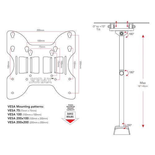 Adjustable Wall Mount TV Bracket for 14   40 Screens   LM 1350