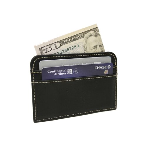 Piel Leather Small Leather Goods Slim Business Card Case in Black