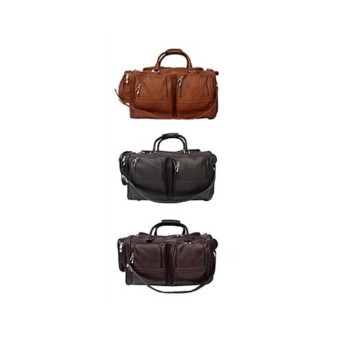 Piel Leather Traveler 20 Leather Travel Duffel with Pockets on Wheels