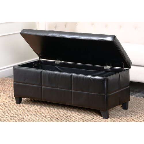 Abbyson Living Tribeca Leather Storage Ottoman in Espresso