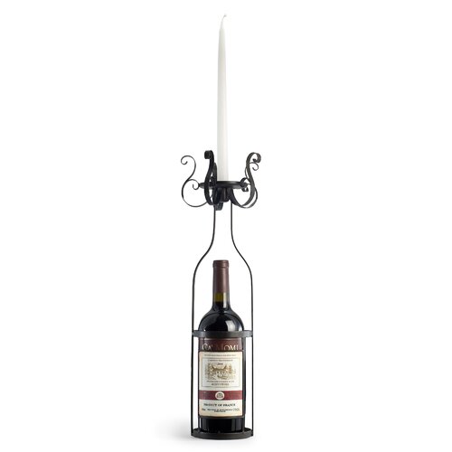 Biedermann and Sons Glass Wine Bottle Candle Holder