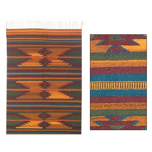 Novica Ocre Zapotec Rug