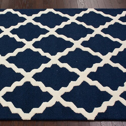 nuLOOM Lillian Moroccan Trellis Kilim Navy Area Rug II