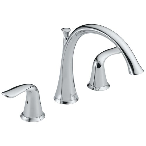 Delta Lahara Double Handle Deck Mount Roman Tub Faucet Lever Handle