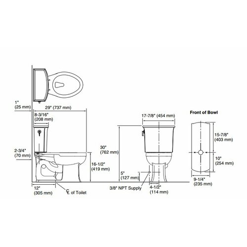 Kohler Archer Comfort Height Two-Piece Elongated 1.28 GPF Toilet with ...