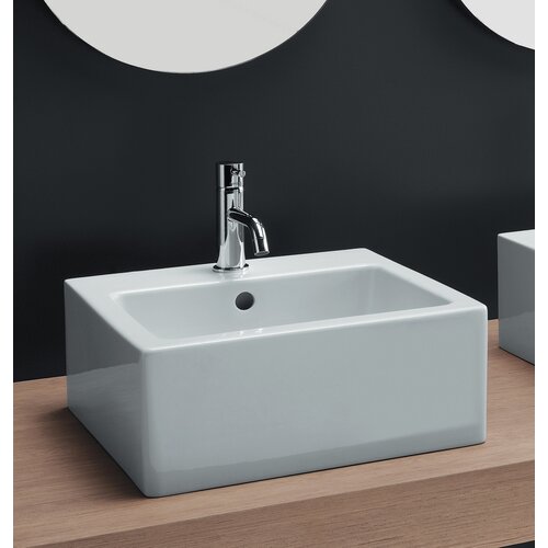 Bissonnet Area Boutique Ice Medium Square Ceramic Bathroom Sink