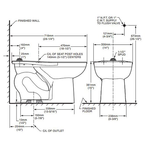 Madera 1.28 GPF Elongated Top Spud Universal Toilet Bowl Only | Wayfair