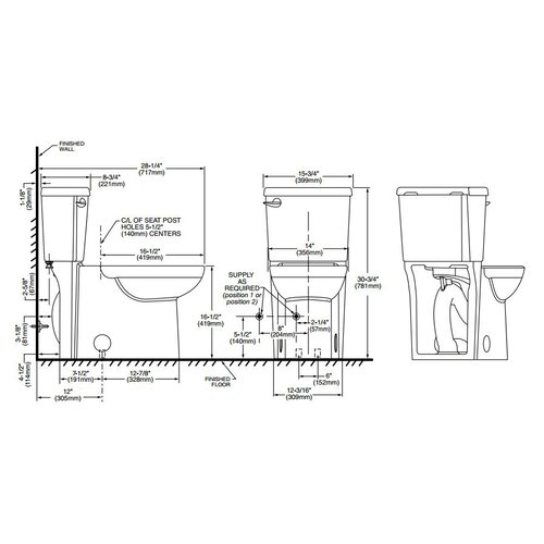 Cadet 3 Right Height 1.28 GPF Round Front 2 Piece Toilet | Wayfair