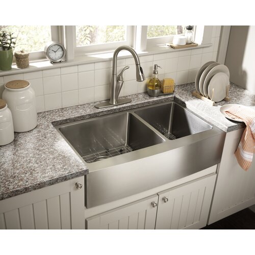 Schon 34 x 18.5 Double Bowl Farmhouse Kitchen Sink