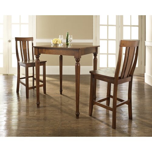 Crosley Three Piece Pub Dining Set with Turned Leg Table and Shield