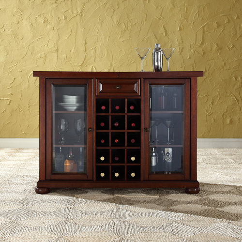 Crosley Alexandria Sliding Top Bar Cabinet in Vintage Mahogany