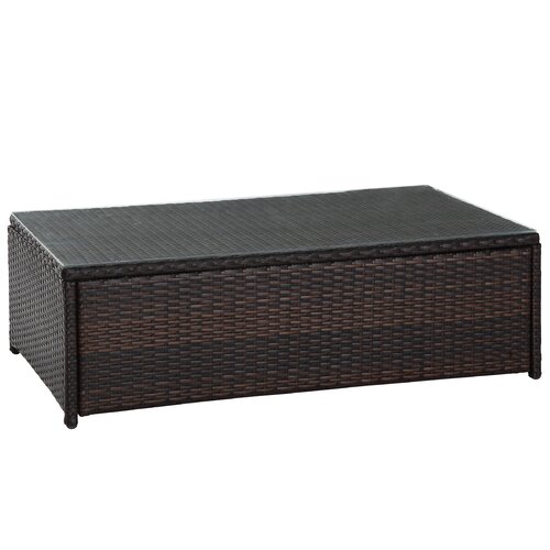 Crosley Palm Harbor Outdoor Wicker Glass Top Coffee Table