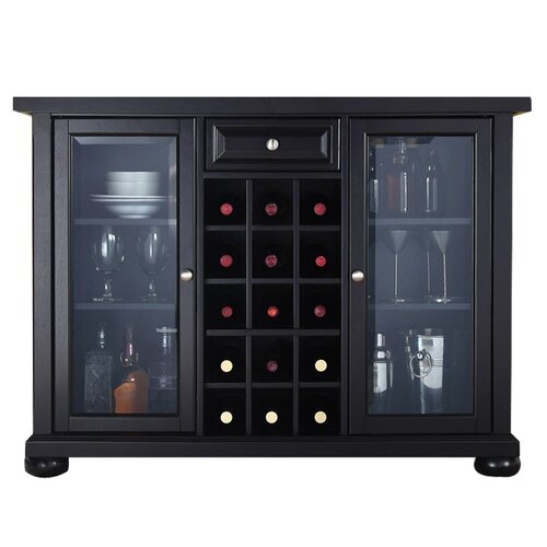 Crosley Alexandria Sliding Top Bar Cabinet in Black