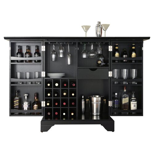 Crosley LaFayette Expandable Bar Cabinet in Black