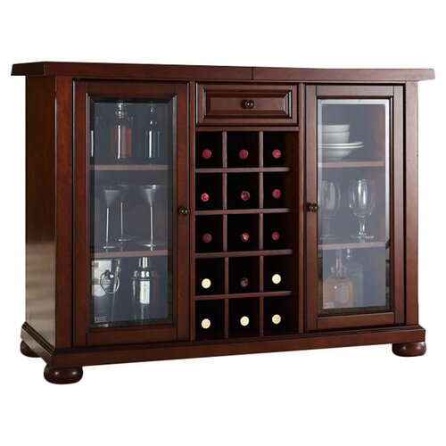 Crosley Alexandria Sliding Top Bar Cabinet in Vintage Mahogany