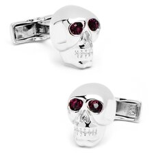 Sterling Silver Gemstone Skull Cufflinks