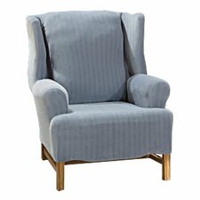 Stretch Pinstripe Wing Chair Slipcover