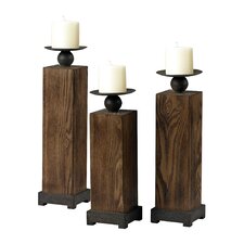 Piece Wood Veneer Candlestick