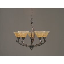 Bow 5 Light Up Chandelier with Crystal Glass Shade