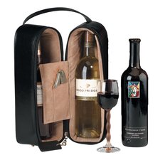 Man Made Leather Double Wine Presentation Case in Black