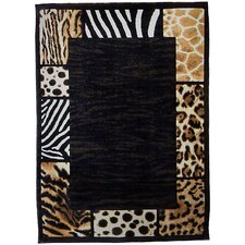 Skinz 73 Mixed Animal Skin Prints Patchwork Border Design Rug