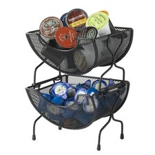 Mesh 2 Piece Stacking Basket Set in Black