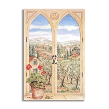 Stupell Industries Iron and Cabbage Rose Wooden Faux Window Scene