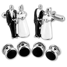 Bride and Groom Cufflinks and Stud