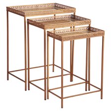 Meyer 3 Piece Nesting Table Set in Antique Brass