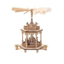 Tier Natural Wood Nativity Scene with Angels Pyramid