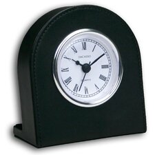 1000 Series Classic Leather Clock with Silver Insert in Black