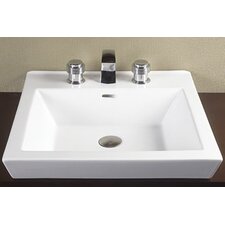 Ronbow Rectangle Ceramic Semi Recessed Vessel Bathroom Sink with