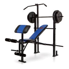 Standard Weight Adjustable Olympic Bench with 120 lb Weight Set