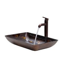 Kraus Copper Illusion Glass Vessel Sink and Ventus Faucet   C GV 580