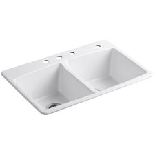 Brookfield 33 Double Basin Top Mount Enameled Cast Iron Kitchen Sink