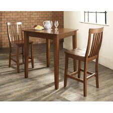 Three Piece Pub Dining Set with Tapered Leg Table and Barstools in